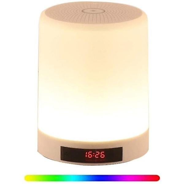 Bluetooth Højttaler LED Lampe, 3 Touch Dæmpbare Tilstande Og 7 Farver Vækkeur
