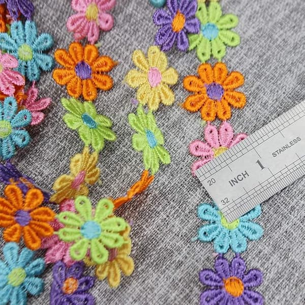 Fargerik Daisy Blomsterblonde Dekorasjon Bryllup Strikking Brodert DIY