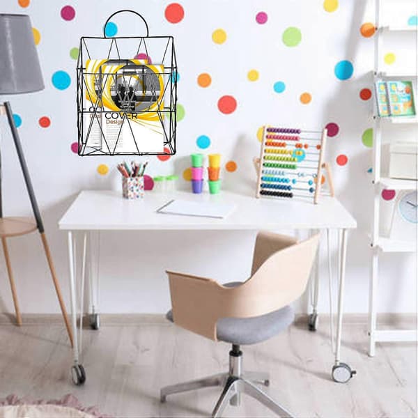 Magazine Holder Hanging Wall Mounted Newspaper Rack Book Document File Organizer Basket Metal