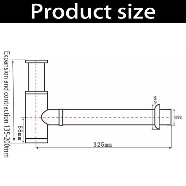 Versatile Plumbing Essential, Extra Long Extension Hose, Round Bottle Trap with Solid Brass and Silicone, Easy Disassembly and Cleaning, Lifetime