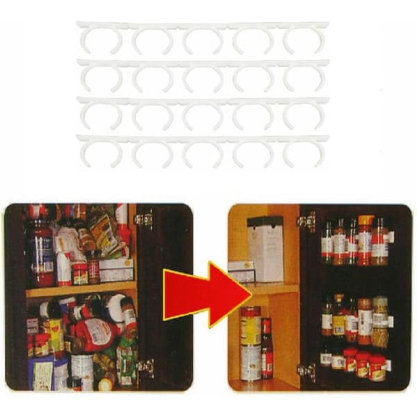 Wall Spice Rack, Spice Organizer, Kitchen Spice Organization, Kitchen Storage Shelf, White Refrigerator Shelf, for 20 Spices, Jars, Pots, Kitchen Utensils