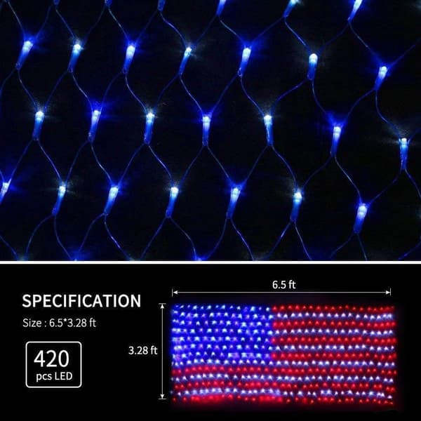 Amerikanske flaglys, superlyse 420 LED'er, dekorationer til nationaldag