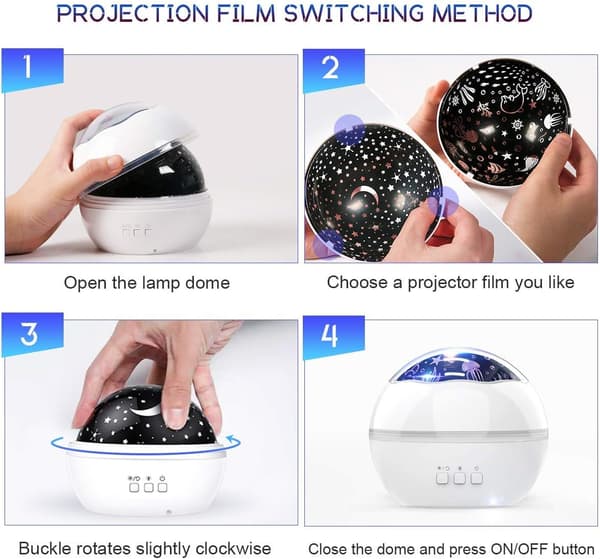 LED Star Projector Night Light Galaxy Projector for Room Lighting Projector for Bedroom Bedside Lamp 8 Lighting Modes Adjustable Brightness 360° Rotation