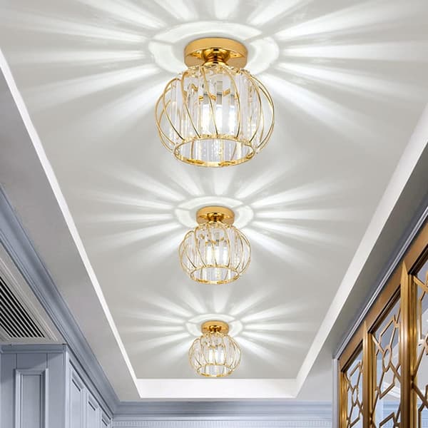 Modern Crystal Ceiling Light, E27 LED Ceiling Lamp, Mini Crystal Ceiling Lamp for Kitchen Camping Room Entrance Hall Bedroom (A) [Energy Class A+++]