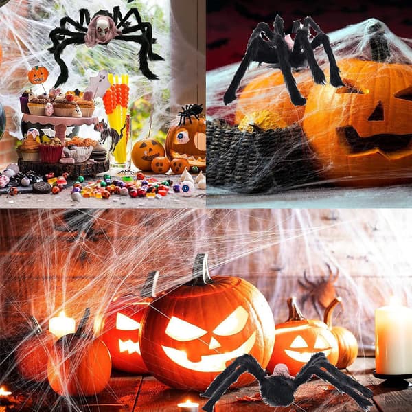 Spøkelseshode Halloween-dekorasjoner, 2 75 cm gigantiske skrekkedderkopper, Ha