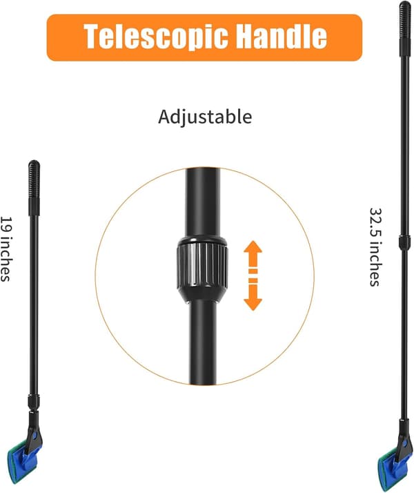 Aquarium Cleaning Tool, Aquarium Cleaning Kit with Adjustable Long Handle, 5 in 1 Tool Including Fish Net, Algae Scraper (Adjustable)
