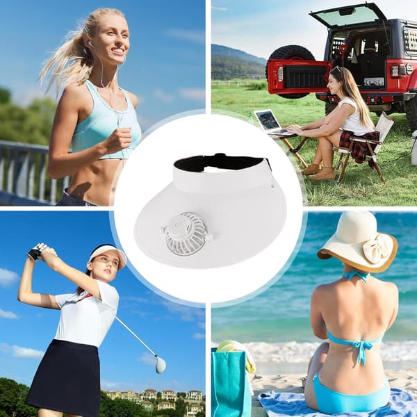 Solhatt med fläkt, integrerad solcellsdriven solhatt med bred kant, USB-sommarkylmössor, utomhusfiske-strandkepsar, lätt p vit M Weiß M