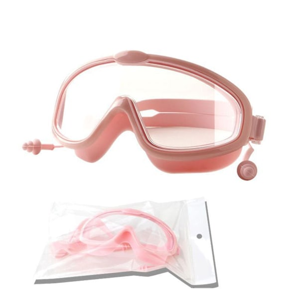 Swimming Goggles Pink Green No Leaking Silicone Mirror Earplugs