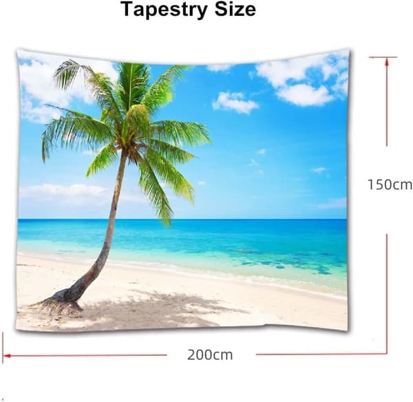 200x150cm Havstapet, Tropisk Kokospalm Strandtapet