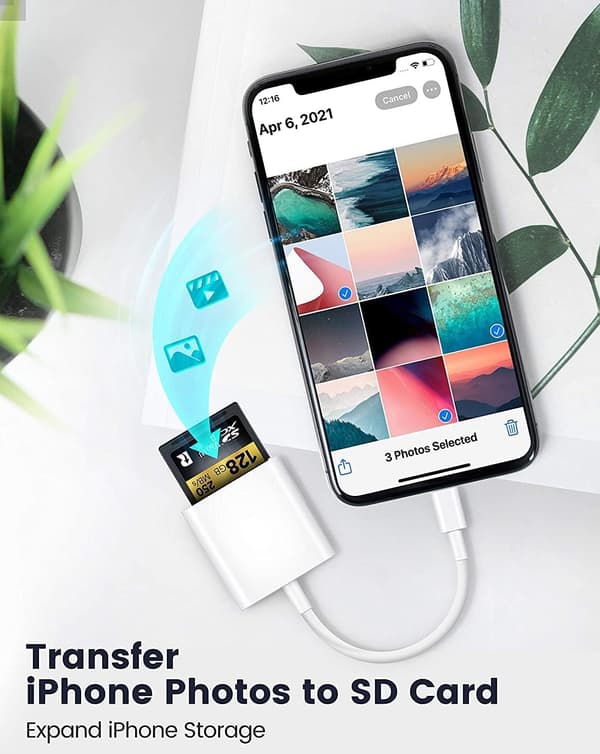 SD-kortleser for iPhone/iPad, Lightning til SD-kort kamera leser minnekortleser spor