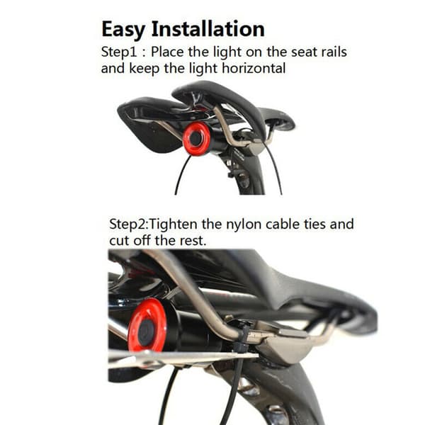 USB-opladelig intelligent sensor cykelbaglygte cykelstopbremselys cykeltilbehør
