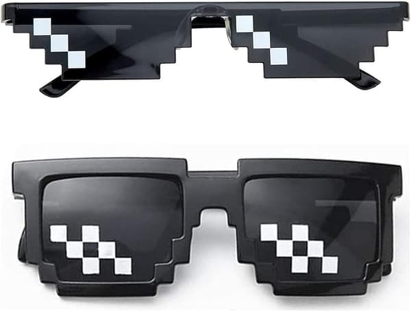 Pixelbriller, Pixelmosaikkbriller, Thug Life Solbriller, Kule Thug-briller, for Reise, Fotografering, Temafester.