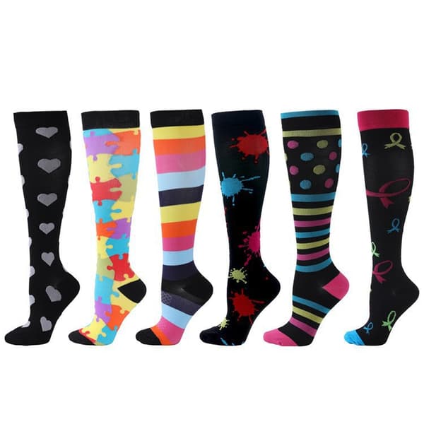 6-pakning Mid-Calf Kompresjonsstrømper L/XL Størrelse -8