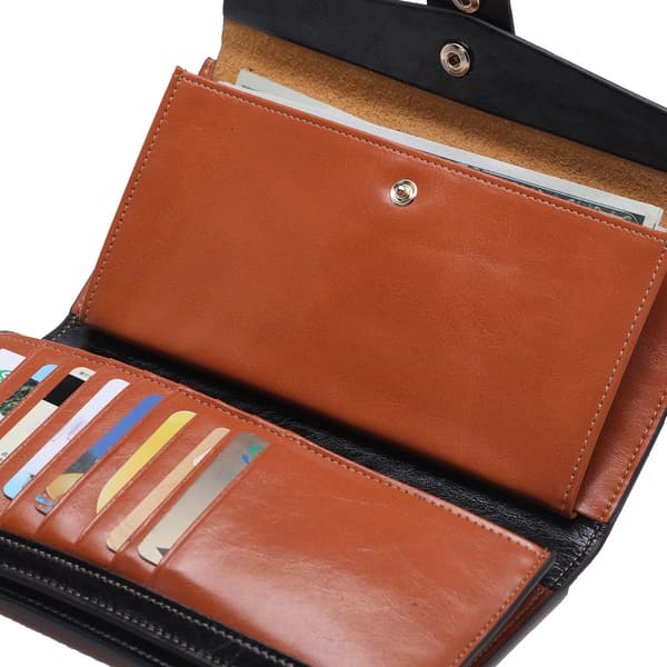 (Rose Red) Women's Wallet RFID Blocking PU Leather Capacity (20 Card Slots) Inner Pocket