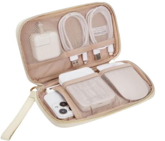 Kabelveske for reise, etui for elektronisk tilbehør Beige