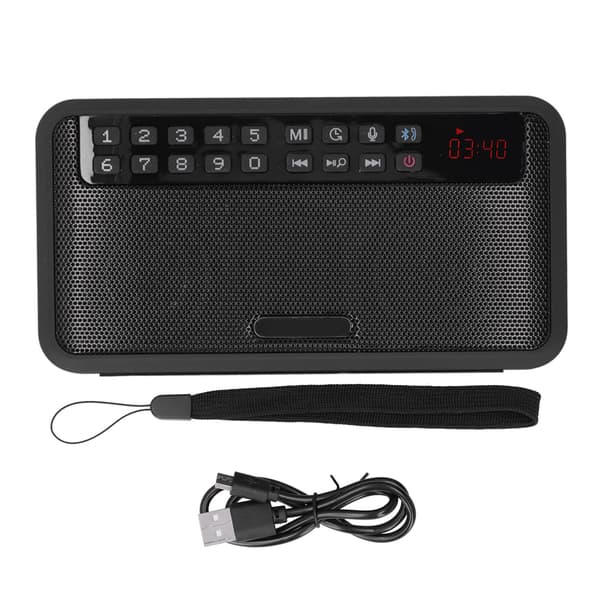E500 Wireless Portable Bluetooth Speakers with AUX/Memory Card and Flashlight, Black
