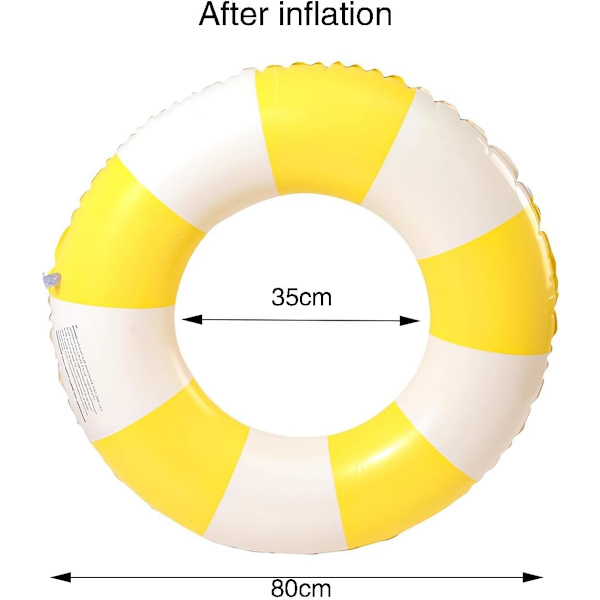 Inflatable Swim Ring for Adults, Pool Float, Retro Striped Inflatable Float, for Beach Vacations and Pool Parties