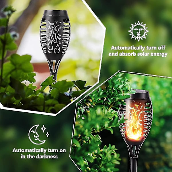 Outdoor Solar Lights - 6 Pack Waterproof Solar Torch, Solar Flickering Flame for Decor, Garden, Patio, Paths null null null none