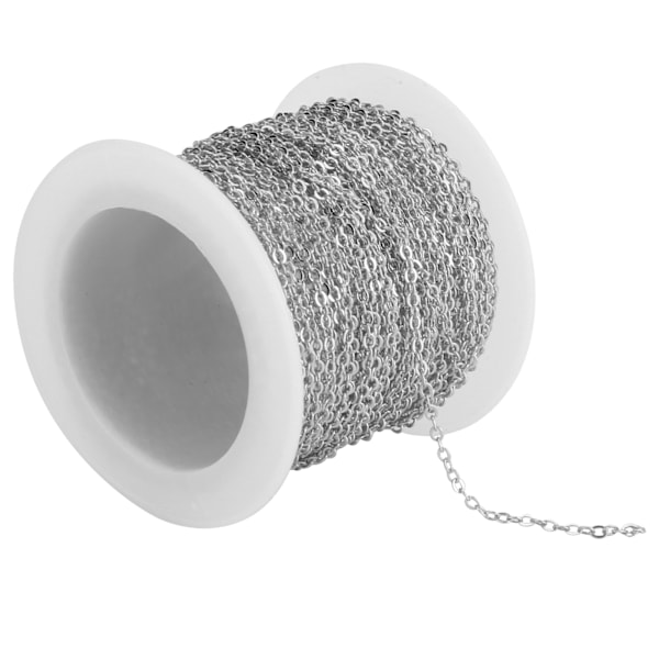 DIY Smyckestillbehör 10 meter Kors Och Platt Kedjespole Bulk för Armband Halsband Förlängare Silver 2.2x1.8x0.3mm
