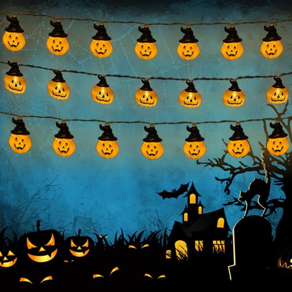 Dekorativ Jack-O'-Lantern 3M 20 Lamper Egnet til Fest Indendørs Udendørs Hjem Højtidspynt