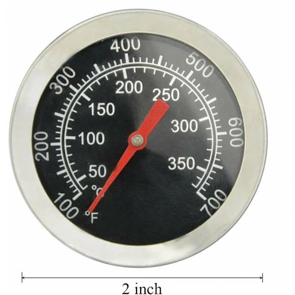 BBQ Grilltermometer 52 mm urskive i rustfrit stål temperaturmåler til kulgrill, ryger, pizzaovn