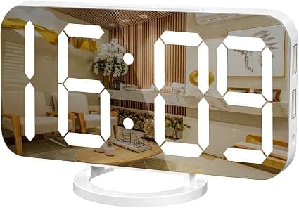 Digitaalinen herätyskello, suuri peilattu LED-näyttö, USB-latauksella B B