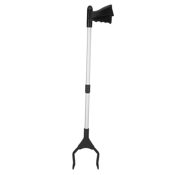 Multifunctional Foldable Long Trash Clip Grabber Tool Sanitation Cleaning Supplies Black Handle Silver Tube