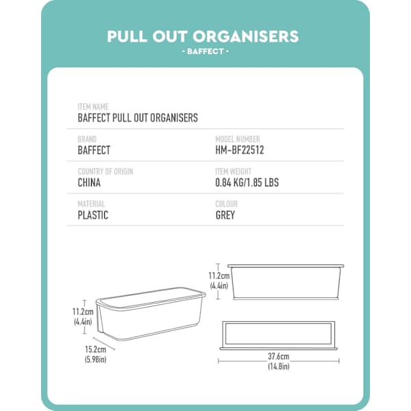 2-pack Sliding Cabinet Baskets, Pull-Out Under Sink Organizer for Kitchen and Bathroom, Wall Mounted, Grey Grey