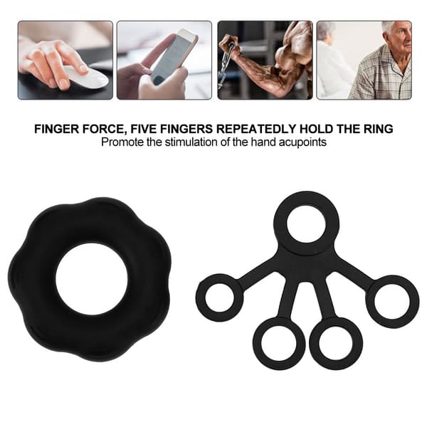 Håndstyrketræner Ring Expander Finger Trækring Fingertræning Modstandsbånd Sort