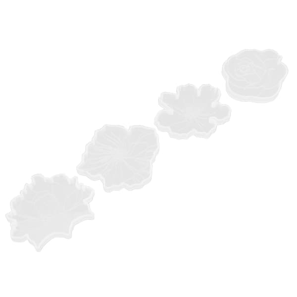 4-pack Coaster Mold 4 Different Styles Flower Design Silicone Mold for Making Decorations