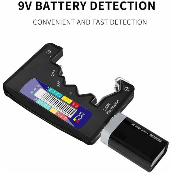 9V 1.5V LCD Digital Battery Tester CDN Button Cell Capacity Level Indicator Detector Monitor Diagnostic Tool Black