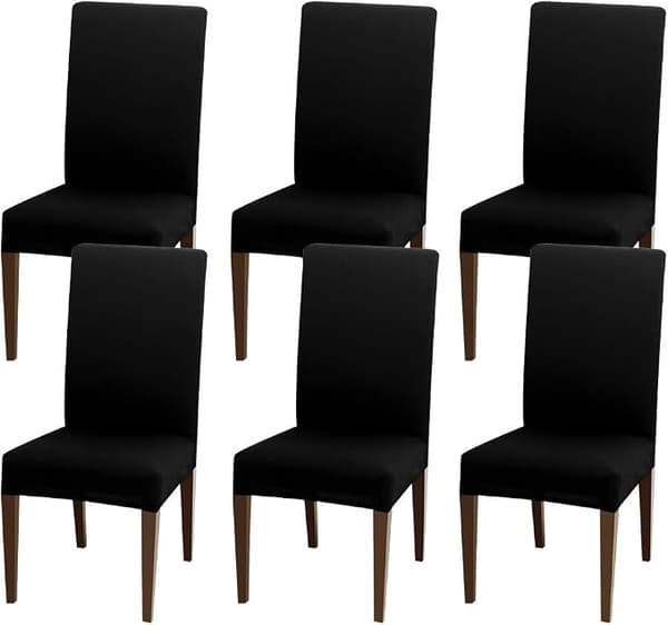 Høystretchy, avtagbart vaskbart stoltrekk for bryllup på hotellfester (6-pakning, svart)-FA6-