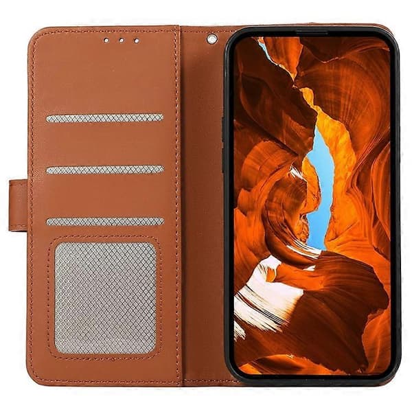 Compatible with Samsung Galaxy A56 5G Case RFID Flip Leather Phone Cover [DB] Brown Brown