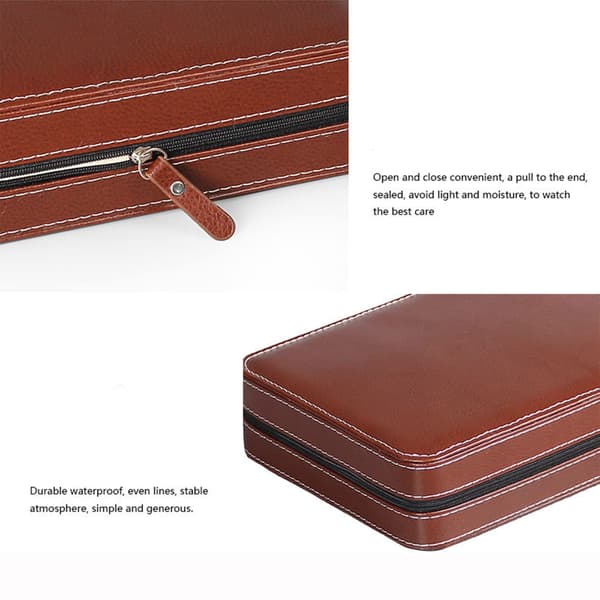 Watch Storage Box 8 Slot Watch Display Stand Case Leather (BROWN)