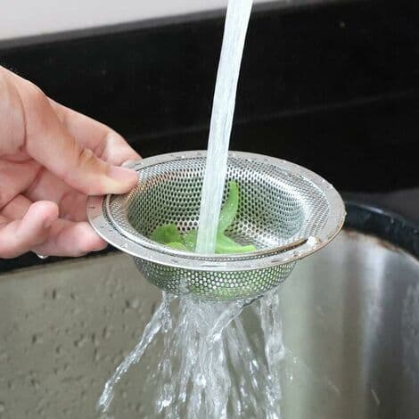 Sink Strainer Stainless Steel Sink Strainer with Handle 11cm (110mm) Handle, High-Density Micro-Perforation 1mm, Silver, Fonepro, Sunny