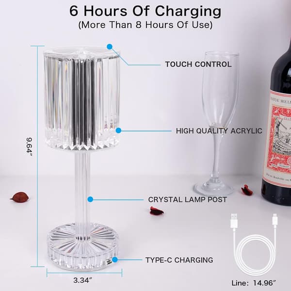 16 Color Changing RGB Touch Lamp, Acrylic Table Lamp with Remote Control