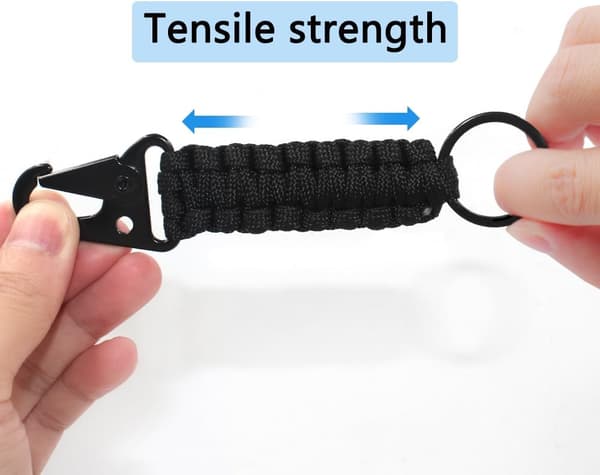 Pack flätad Paracord nyckelring med klämma för att hänga nycklar eller flaskor