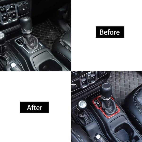 Gear Shift Panel Trim i ABS til Wrangler-tilbehør 2018-2021 JK JKU Sport Rød Fiber
