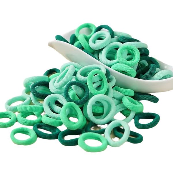 100 st Mini Mjuka Hårband Sömlösa Hårband Barn Hårringar Stickade Tyghårband (Gradient Grön)(f2)