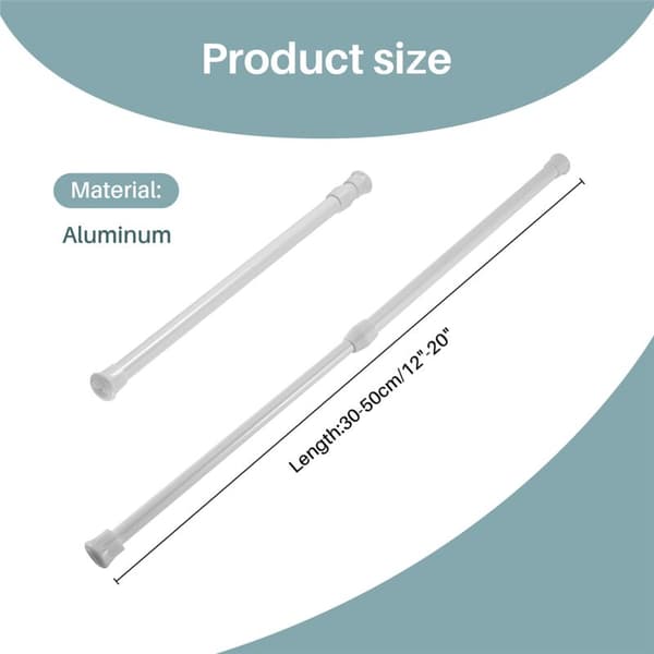 Telescopic Shower Curtain Rod Tension Rod White 30-50cm