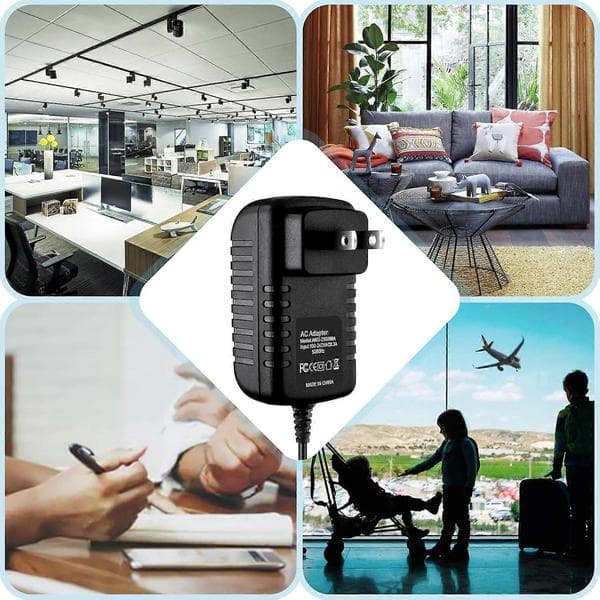 AC-DC strømadapter kompatibel med GTD 2 x 100 Ch UHF håndholdt mikrofonsystem B-22H sort