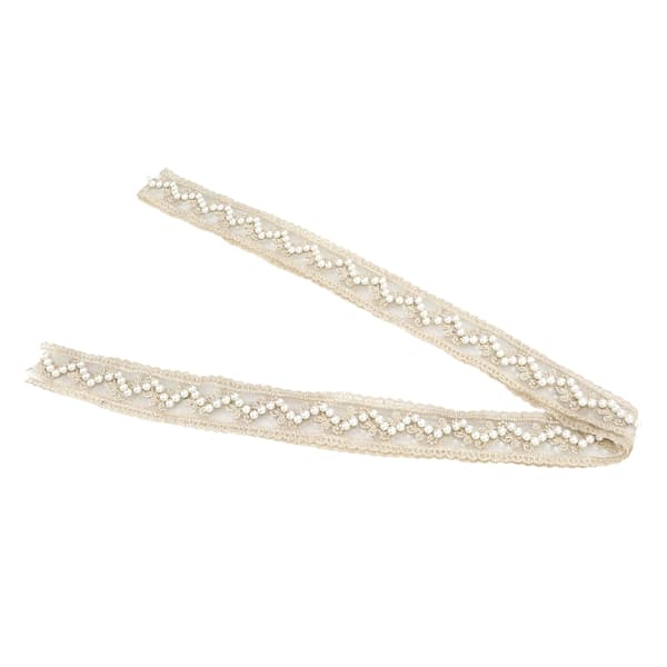 Lace Ribbon 2 Yards Elegant Pearl Style Clear Pattern Beige DIY Making Soft Skin-friendly Sewing Fabric for Decoration