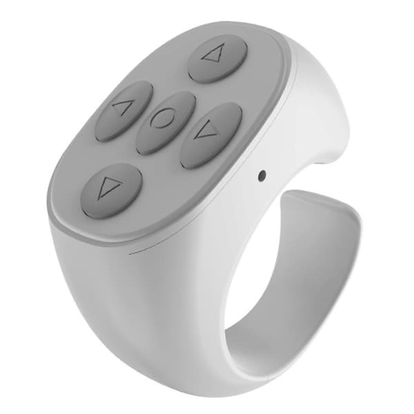 Fingertip Wireless BT Remote Control Multifunctional Portable Smart Page Turner for Video Viewing White White