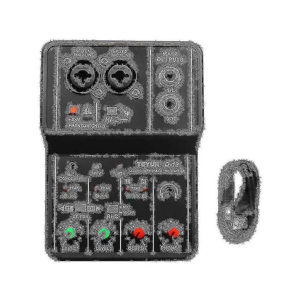 Lydkort Audio Mikser 4 Kanaler 48v Strøm Lydkort Konsoll Bordsystem Grensesnitt Stereo Datamaskin