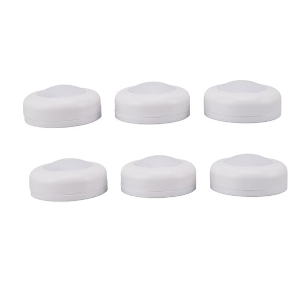 6 pcs LED Puck Lights with Remote Control Dimmable Circular Lamp for Under Cabinet Wardrobe Counter Lighting White