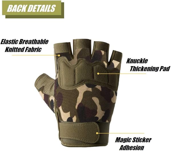 (L) Taktiske fingerløse handsker, camouflage, lette, åndbare