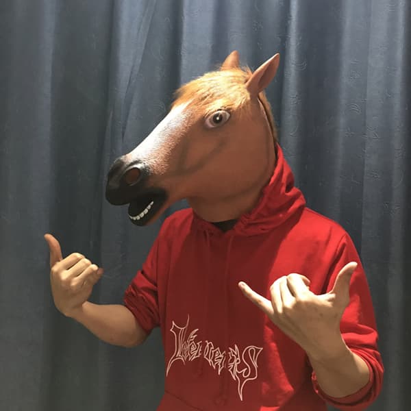 Hestemaske Realistisk Dyr Full Hode Lateksmaske, Halloween Karneval