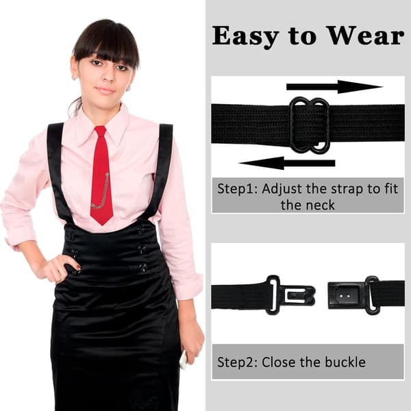 Færdigbundet sort slips til kvinder, justerbar modestil til cosplay rød 1 - Red 1
