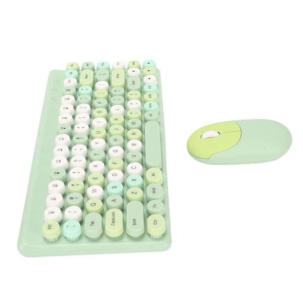 Wireless Keyboard and Mouse Combo 2.4GHz Wireless Mouse 86 Keys Colorful Keyboard Set with USB Receiver Green