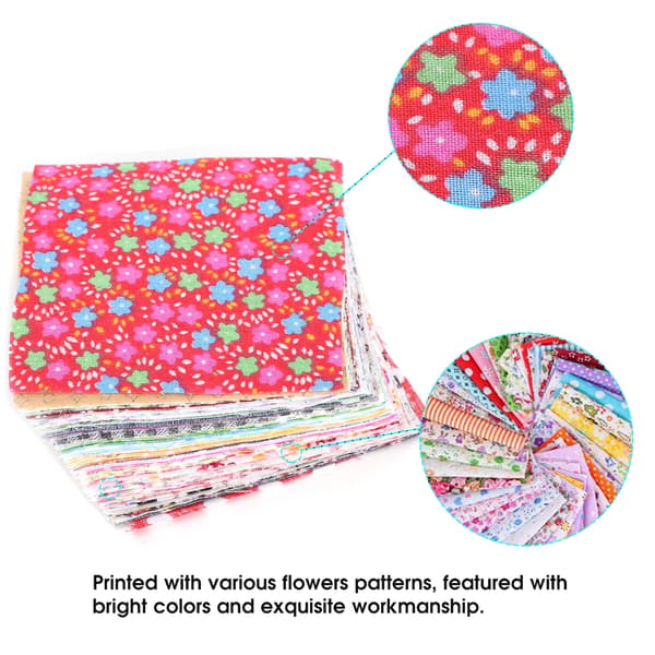 100 pcs Cotton Square Patchwork with Different Patterns, Clothing Accessories for DIY Sewing